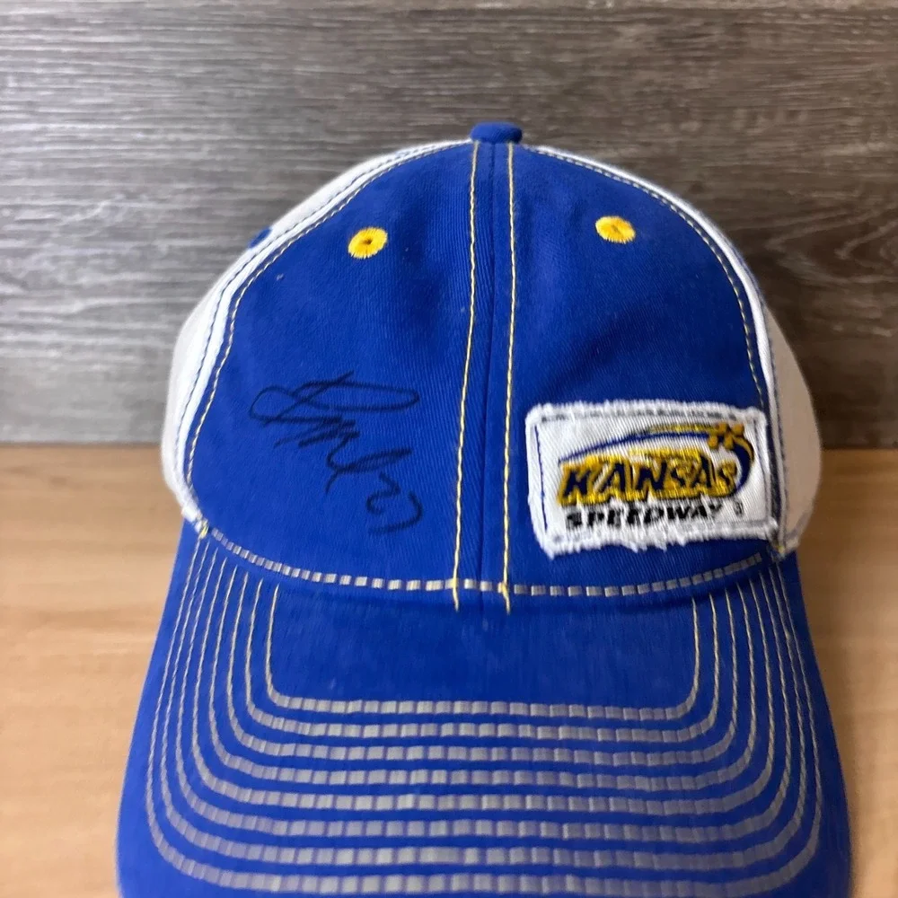 Kansas Speedway Hat Cap Strap‎ Back Blue Yellow Racing Adjustable